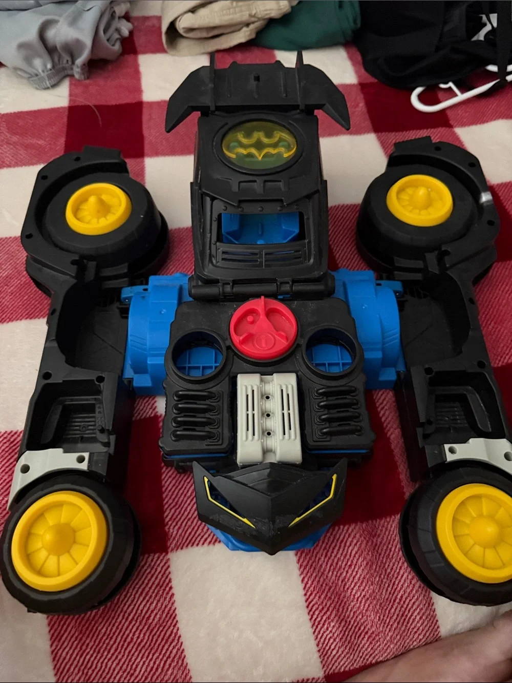 Bat-Themed Kids Toy Vehicle - Black & Blue with Yellow Accents transformer car